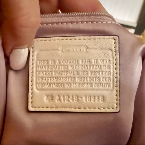 Coach Cream & Tan Sateen Signature Shoulder Tote Bag